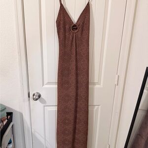 Brown Ring-Front Maxi Dress